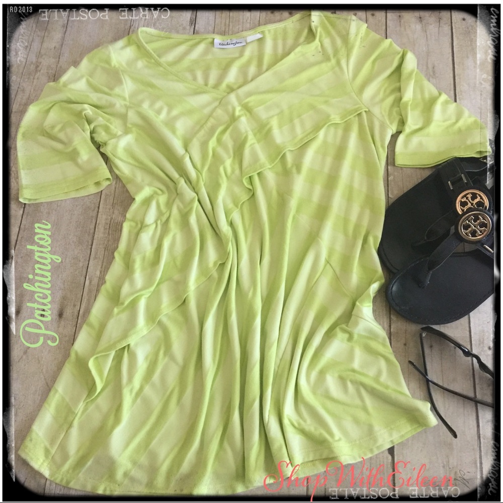 Patchington Lime Green Striped Surplus Top Tshirt